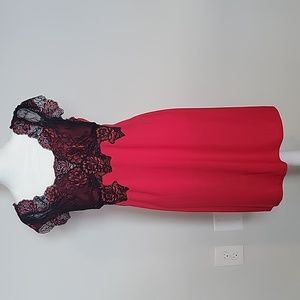 Soma nightgown, size Large, red with black lace on bodice.